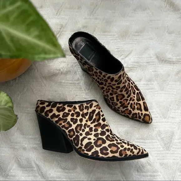 Dolce Vita Ira Leopard Calf Hair Heeled Mules - Picture 3 of 10